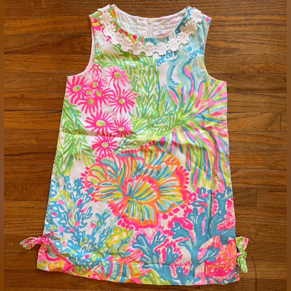 Lilly Pulitzer Little Lilly Bright Pink and Blue Coral Shift Dress